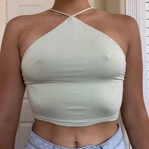 light green crop top
